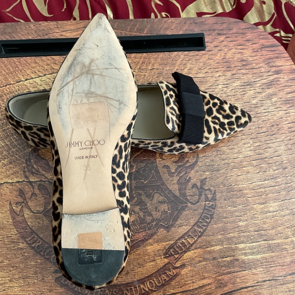 JIMMY CHOO, animal print, ballerina flats, size 6, with back gold logo - Picture 3 of 5